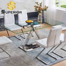 Glass top dining table in. China Modern Dining Furniture Glass Top Dining Table With 6 Chairs China Restaurant Table Stainless Steel Dining Table