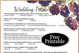 Use three kinds of birth control. Free Printable Wedding Trivia Quiz