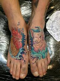 These animals were originally carried on most ships in wooden crates. Rooster Pig Foot Tattoo Would Restyle The Pig Like The Water Border Rooster Tattoo Foot Tattoos Tattoos