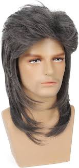 Baruisi Mullet Wigs for Men Grey 80s Cosplay Halloween Wig for Fancy Dress:  Buy Online at Best Price in UAE