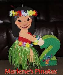 Lilo And Stich Theme Pinata With Number By Marlenespinatas On Etsy Lilo And Stitch Hawaiian Birthday Party Lelo And Stitch