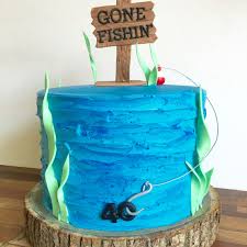 Celebrating birthdays would always be fun having the coolest cake on. Gone Fishing Cake 40th Birthday Cake Gone Fishing Cake Birthday Cakes For Men Fish Cake