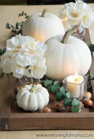 Use A Tray As The Base Of Your Fall Table Centerpiece To Make It Fully Transportabl Fall Table Centerpieces Fall Pumpkin Centerpieces Pumpkin Table Decorations