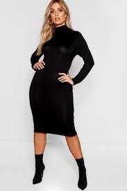 Plus Long Sleeve Turtleneck Midi Dress Boohoo Turtleneck Midi Dress Midi Dress Bodycon Long Sleeve Mini Dress