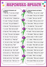 Basic Template For Reported Speech Activity Students Can Rewrite The Sentences In Pairs Reported Reported Speech Indirect Speech Direct And Indirect Speech