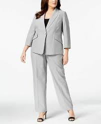 Black And White Pinstripe Suit Womens Advertisement Ebay Le Suit Women S Gray Size 18w Plus Pinstripe Single Button Pant Suit 240 262 In 2020 Le Suit Pantsuit Womens Blazer Black