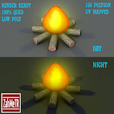 Camp Fire Low Poly Quad Mesh By Zahmetr 3docean