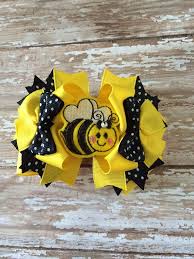 Black And Yellow Hair Bow Honey Bee Hair Bow Black Hair Bows Hair Bows Yellow Hair
