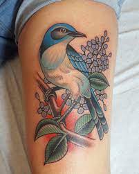 California Scrub Jay And Lilacs Done By Danny Derrick At San Luis Tattoo Company In San Luis Obispo California Tattoos Lilac Tattoo Tattoo Lettering