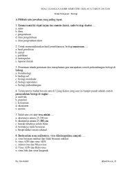 Demikianlah soal biologi kelas 10 semester 2 kurikulum 2013 dan jawabannya, semoga bermanfaat. Soal Biologi Kelas Xii Semester 1 Biologi Edukasi Belajar Sains Biologi Uas Xii Rsbi Jateng