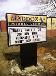Expressing Gratitude Uplifts Any Day This Middle School Uses Its Sign To Thank Its Donors School Signs Middle School Signs