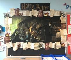 Harry Potter Themed Topic Work Display Board In Classroom Professor Snape S Potion Classroom Harry Potter Display Harry Potter Classroom Displays
