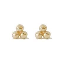 Trinity Ball 14k Solid Gold Cluster Stud Earrings Mini Boho Etsy