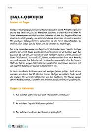 Halloween Kostenlose Arbeitsblatter Arbeitsblatter Deutsch Lernen Ubungen Lesen