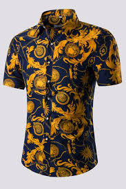 Cheap Shirt Lovely Chic Ptint Navy Blue Shirt In 2020 Cotton Shirts For Men Navy Blue Shirts Colorful Shirts