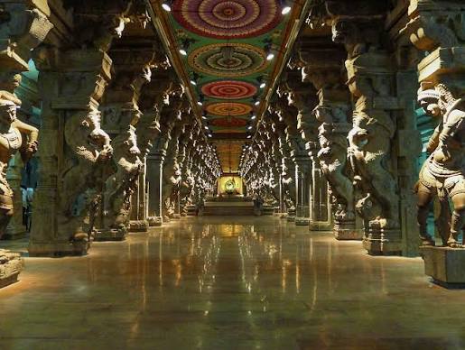 Meenakshi Amman temple, madurai. Sculptures in the 1000-pillar mandapa (choultry), around 1895.