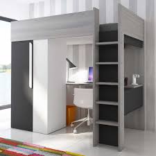 Le lit mezzanine avec bureau alexis 3 en 1 est accessoirisé d'un fauteuil qui se déplie en lit d'appoint 1 personne. Lit Mezzanine Beau Avec Bureau Et Armoire Graphite Trasman Emob