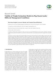 pdf validity of weight estimation models in pigs reared