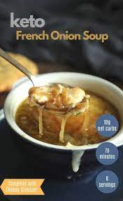 Keto French Onion Soup Low Carb With A Vegetarian Option Recipe In 2021 French Onion Soup Mild Cheese Cheesy Croutons