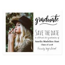 Typography Graduation Party Save The Date Photo Postcard Zazzle Com Save The Date Photos Save The Date Graduation Party