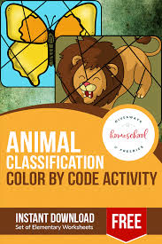 Where do animals live, what do they eat? Free Animal Classification Color By Code Homeschool Giveaways