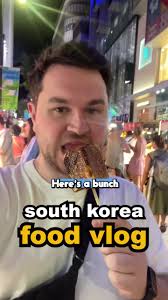 Obligatory South Korean food vlog to document my travels over the last 10  days., There's some delicious stuff over here 🤤, The night markets in the  Myeondong area of Seoul were just stunning., Such…