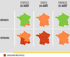 C'est rouge dans une portion du sud est, dans le sens des retours : Bison Fute Voit Rouge Samedi Dans Le Sens Des Retours En Auvergne Rhone Alpes Et Orange Aujourd Hui Vivre Villes