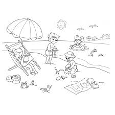 Disegno Di Spiaggia Sole E Mare Da Colorare Per Bambini