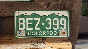 Colorado License Plate Number Bez 399 With August 1993 Registration Stickers Vintagecoplate Bez399 Greenandwhite Vintageco License Plate Colorado Plates