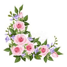 Pink Roses Corner Vector Illustration Flower Illustration Floral Art Oil Painting Flowers