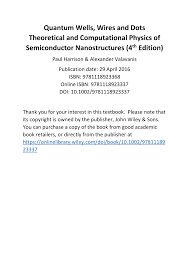 Pdf Quantum Wells Wires And Dots Theoretical And Computational Physics Of Semiconductor Nanostructures