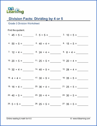 3rd grade math worksheets is carefully planned and thoughtfully presented on mathematics for the students. Grade 3 Division Worksheet Subtraction Dividing By 4 Or 5 Third Grade Math Worksheets Third Grade Worksheets Division Worksheets