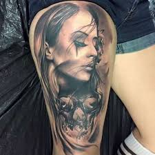 Best Black And Grey Tattoo Designs 125 Best Thigh Tattoos For Women Cute Ideas Designs 2019 Guide Thigh Tattoos Women Upper Leg Tattoos Leg Tattoos