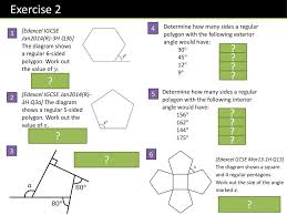 In a regular polygon each interior angle is 140 degrees greater than each exterior angle.calculate the number of sides of the polygon. Gcse Interior Exterior Angles Ppt Download