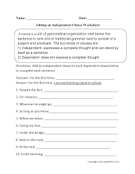 Adding An Independent Clause Worksheet Englishlinx Com Board Pinterest Worksheets And Adverbs Worksheets Dependent And Independent Clauses Dependent Clause