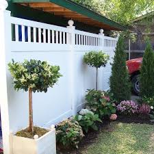 Create A Beautiful And Defined Living Space With Accented Vinyl Privacy Fencing Vinyl Fence Landscaping Fence Landscaping Privacy Fence Landscaping
