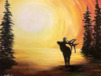 Sunset Elk - Tipsy Brush Painting Party!