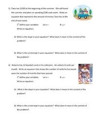Algebra Meaning Of Slope Y Intercept In The Context Of The Problem Teaching Middle School Maths School Algebra Middle School Math