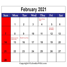 These dates may be modified as official changes are announced, so please check back regularly for. February 2021 Holidays Calendarwiki Com