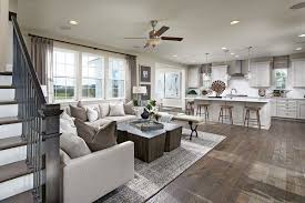 Attractive Hardwood Flooring Area Rug Hopewell Model Home Great Room Kitchen Step Living Room Hardwood Floors Living Room Decor Cozy Living Room Corner