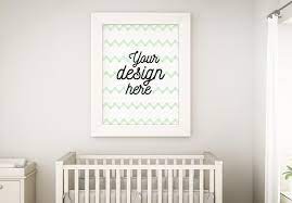 Frame On Baby Room Mockup By Mclittle Stock On Creativemarket Baby Room Wall Baby Room Decor Baby Nursery Wallpaper