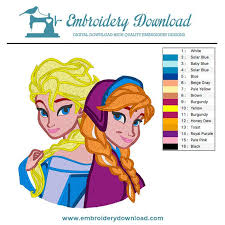 Mario machine embroidery designs/patterns for brother,janome or hus. Elsa And Ana Frozen Disney Embroidery Design For Download Embroiderydownload