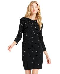 Michael Michael Kors Dress Three Quarter Sleeve Studded Womens Dresses Macy S Michael Kors Dresses Black Studded Dress Studded Dress