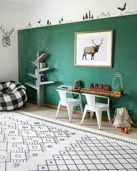 Childrens bedroom with blue and orange bedding. 5 Kids Rooms Inspired By The Forest Petit Small