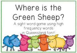 Where Is The Green Sheep A Sight Word Game In Queensland Font Sight Words Sight Word Games Words