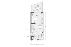 Der großzügige wohnbereich im erdgeschoß ist über eine gerade treppe mit dem obergeschoß verbunden. Schmales Hauskonzept E 15 150 2 Schworerhaus