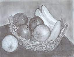 Easy to draw.in this tutorial i used a4 paper and 4b (petra) pencil.everybody enjoy this video. Fruit Basket Pencil Drawing Fruit Sketch Pencil Drawings Vegetable Drawing