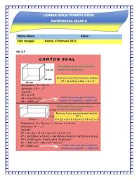 Kelas 6 semester 1 ktsp. Lkpd Matematika Kd 3 7 Kelas 6 Worksheet