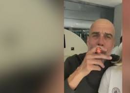 Pep belts out oasis whilst smoking cigar as man city boss celebrates title win. Pep Guardiola As English