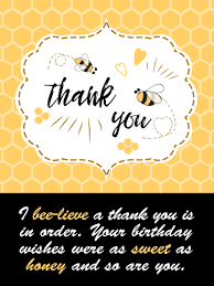 Thank you card with watercolor flowers. As Sweet As Honey Thank You Card For Birthday Wishes Birthday Greeting Cards By Davia Birthday Wishes Birthday Greeting Cards Thank You For Birthday Wishes